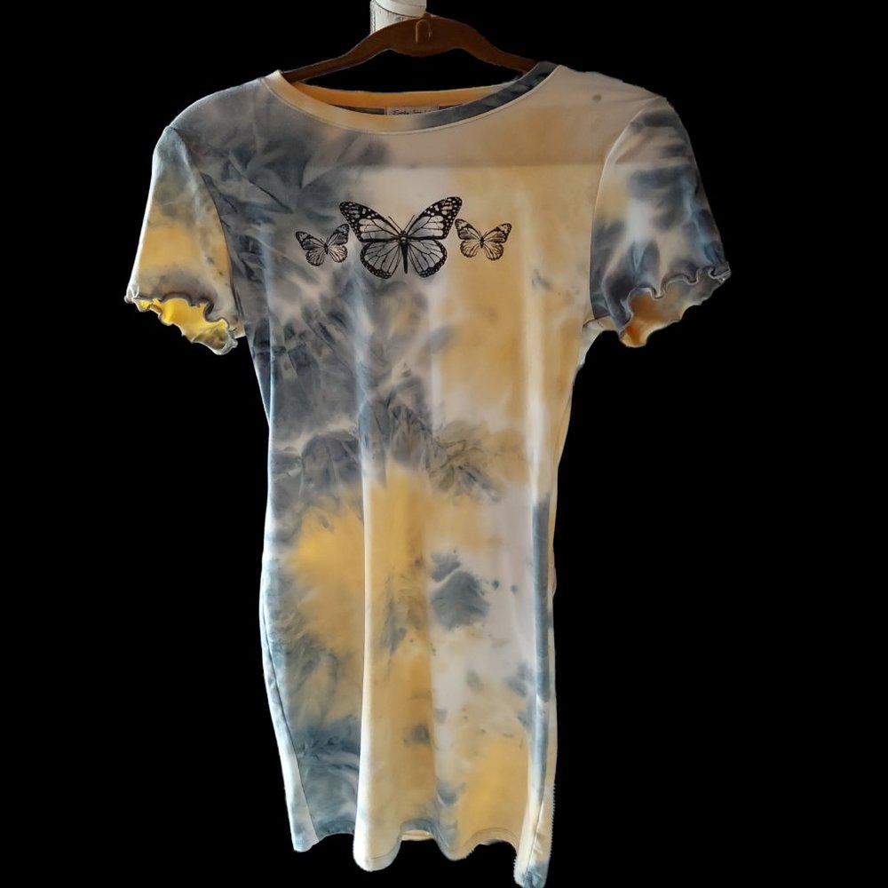 Everly June Short Sleeve Tie-Dye/Butterfly Dress Women's Size L